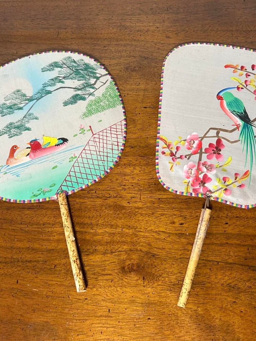 Antique Tuanshan hand painted silk fans